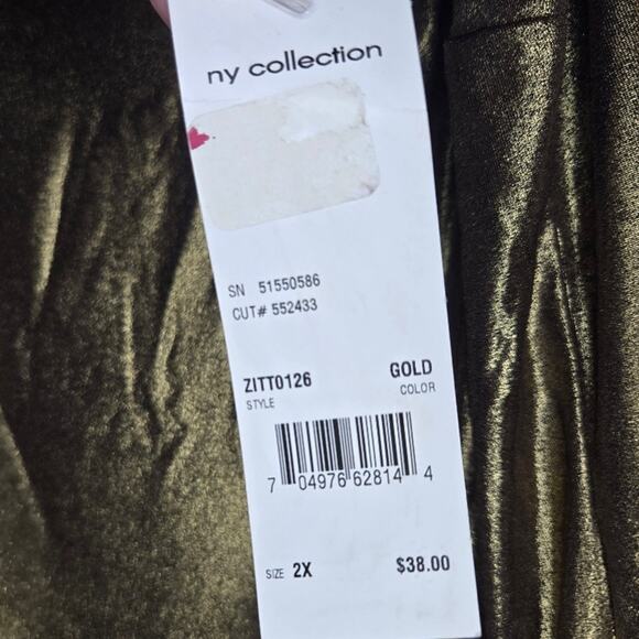 NY Collection Gold Metallic Sleeveless Top, Size 2X – Party Top, NWT [0196] - Picture 4 of 7